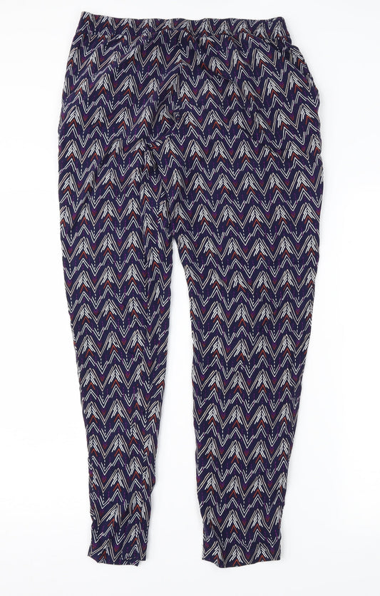 Divided Womens Purple Geometric  Trousers  Size 10 L28 in