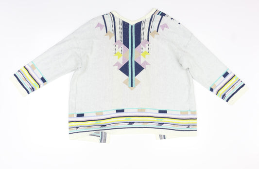 Marks and Spencer Womens Beige Striped  Cardigan Jumper Size 12