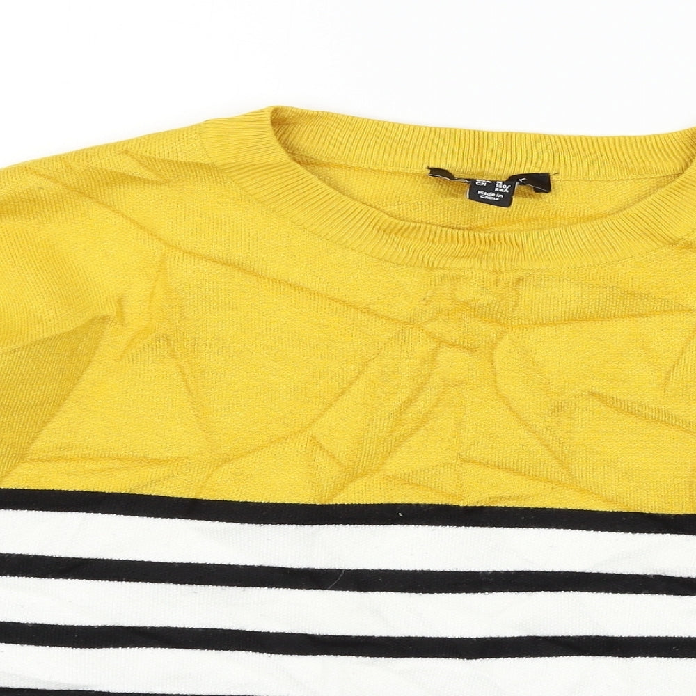 New Look Womens Yellow Striped  Pullover Jumper Size M