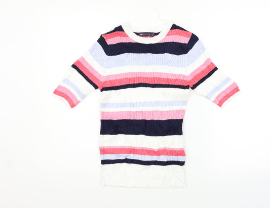 Marks and Spencer Womens Pink Striped  Pullover Jumper Size 10