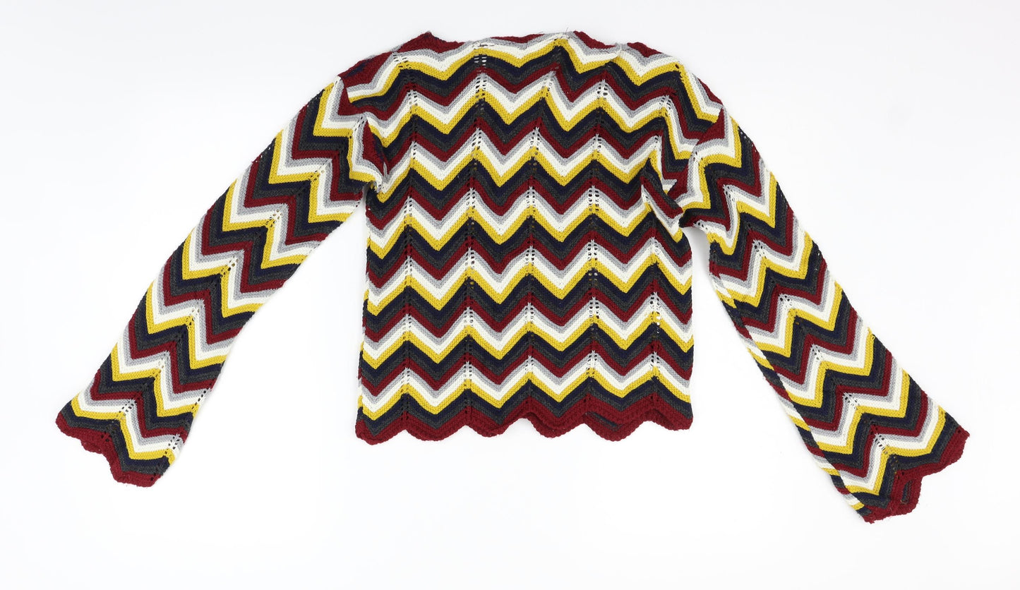 CAMERO ROSE Womens Red Striped  Pullover Jumper Size S