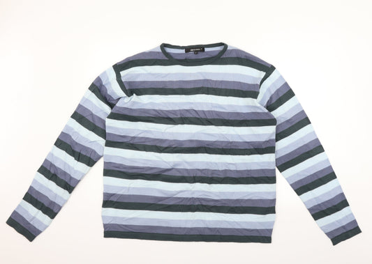 Defined Womens Blue Striped  Pullover Jumper Size L