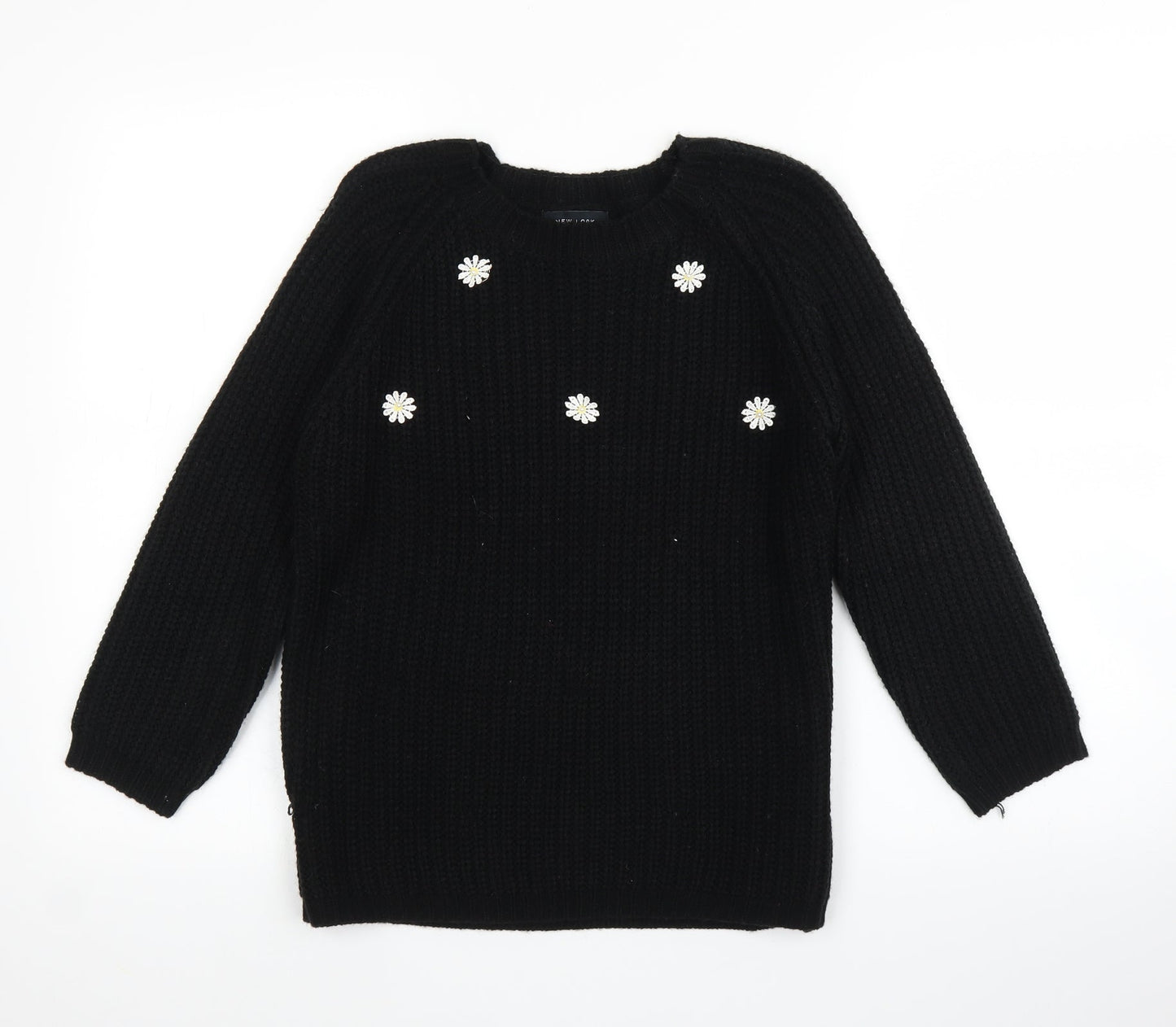 New Look Womens Black Floral  Pullover Jumper Size 10
