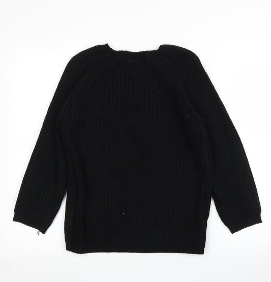 New Look Womens Black Floral  Pullover Jumper Size 10