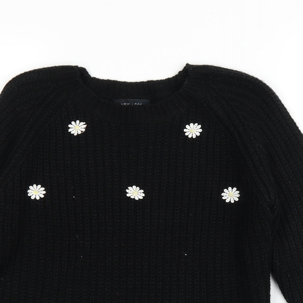 New Look Womens Black Floral  Pullover Jumper Size 10