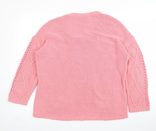 M&S Womens Pink Argyle/Diamond  Pullover Jumper Size 12
