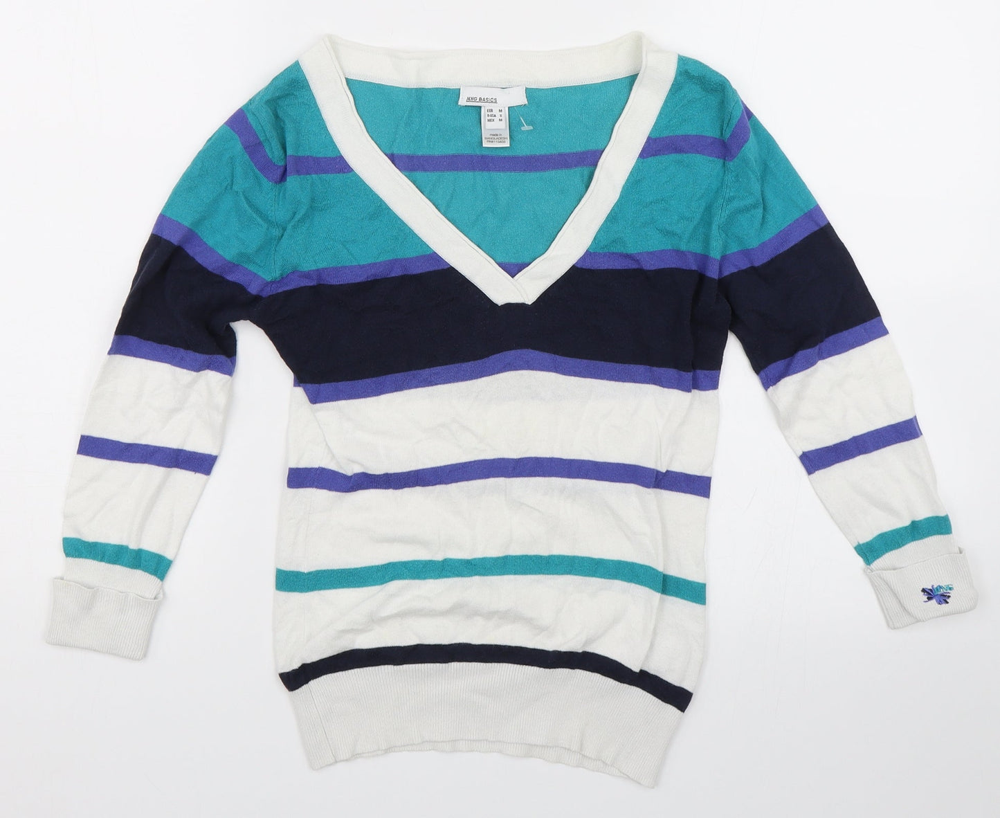 MNG BASICS Womens Multicoloured Striped  Pullover Jumper Size M
