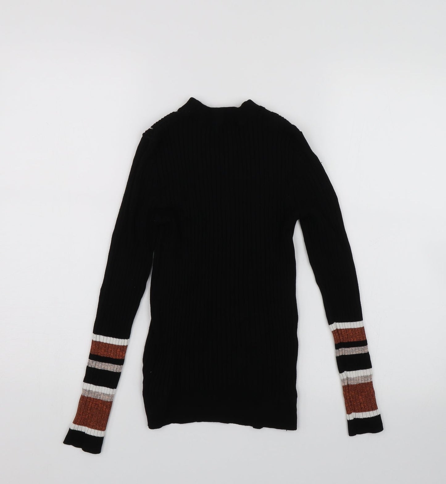 New Look Womens Black Striped  Wrap T-Shirt Size 10