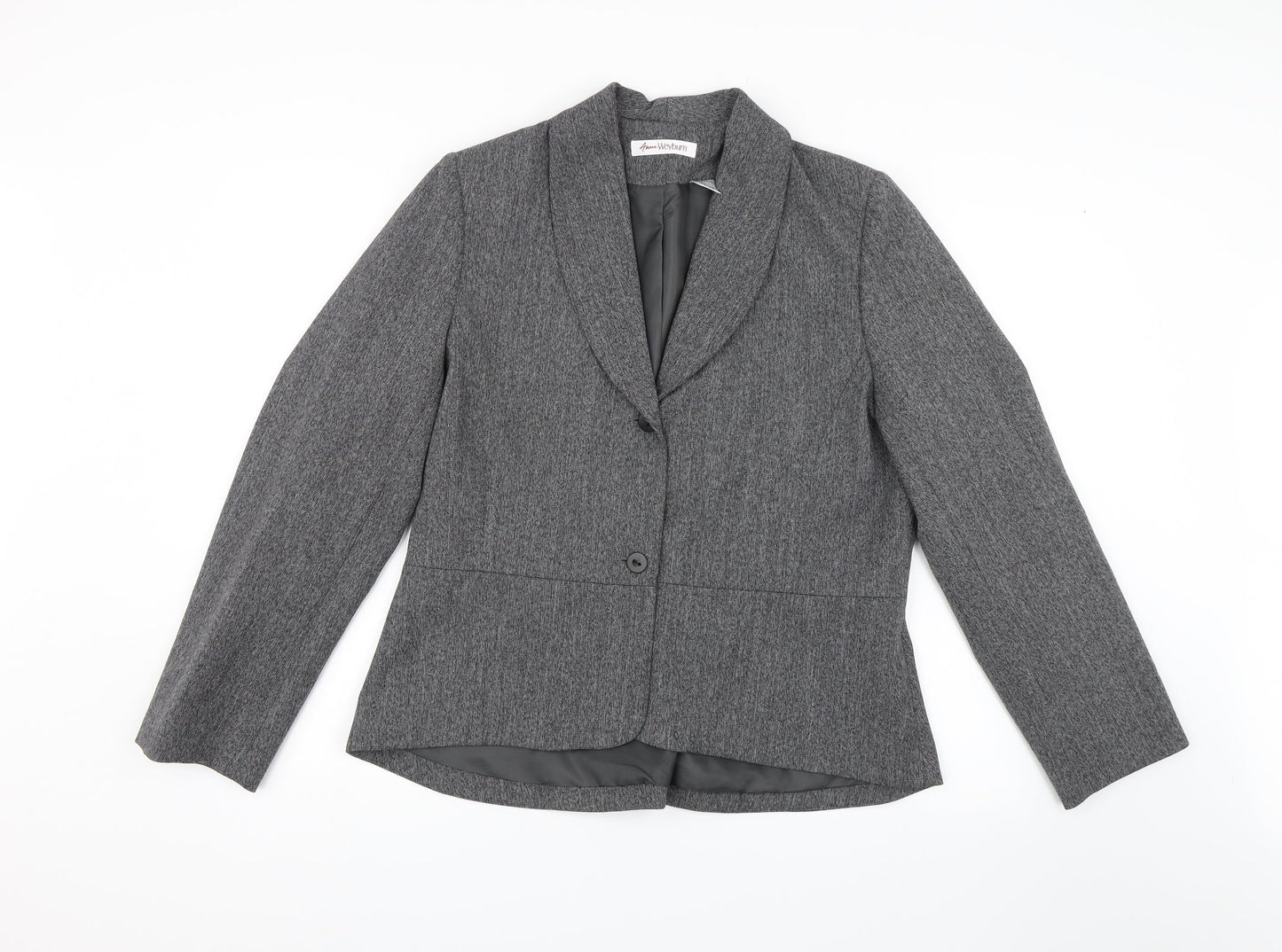 ANNE WEYBURN Womens Grey   Jacket Suit Jacket Size 16