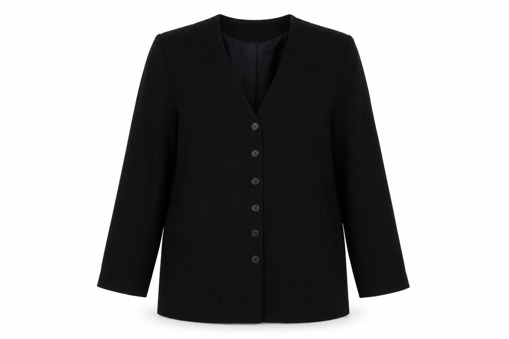 Front view of Paul Seperates women’s black jacket suit jacket, size UK 18