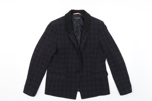 NEXT Womens Blue Plaid  Jacket Blazer Size 14