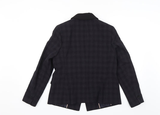 NEXT Womens Blue Plaid  Jacket Blazer Size 14