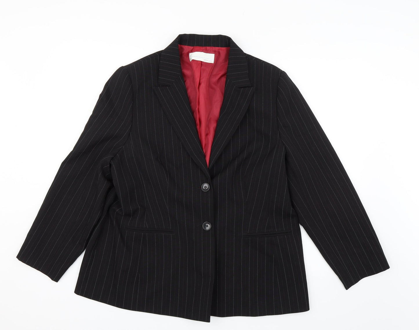 AMARANTO Womens Black Striped  Jacket Blazer Size 20