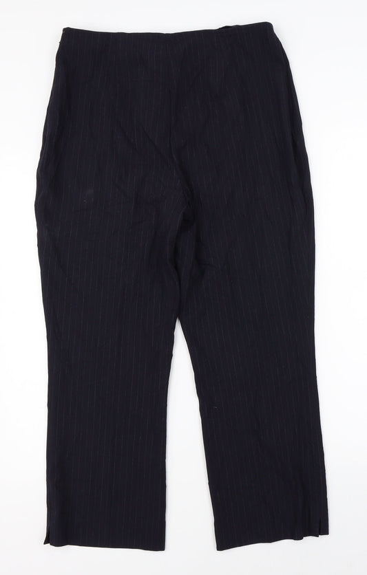 Marks & Spencer Womens Black Striped  Dress Pants Trousers Size 12 L23 in