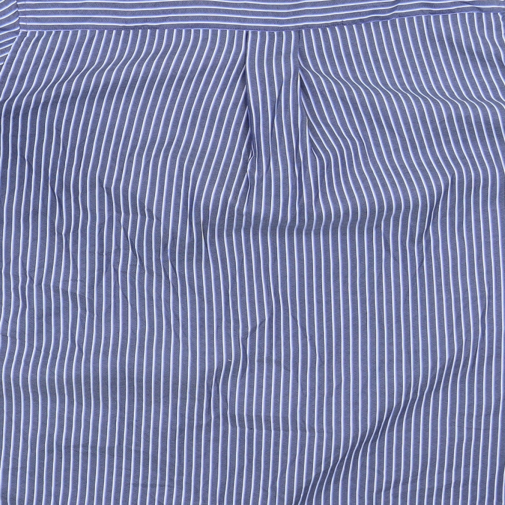 Originals Womens Blue Striped  Basic Button-Up Size L