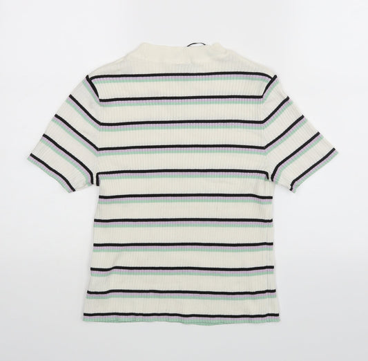 Divided Womens White Striped  Basic Blouse Size M