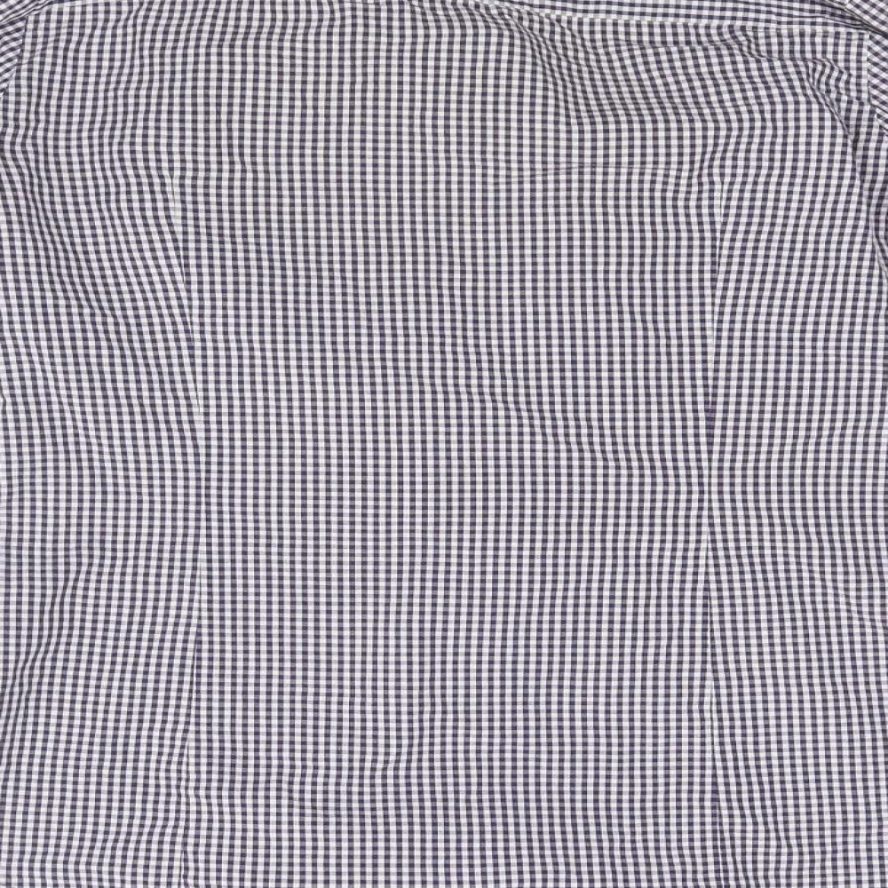 Grieff Womens Blue Check  Basic Button-Up Size 10
