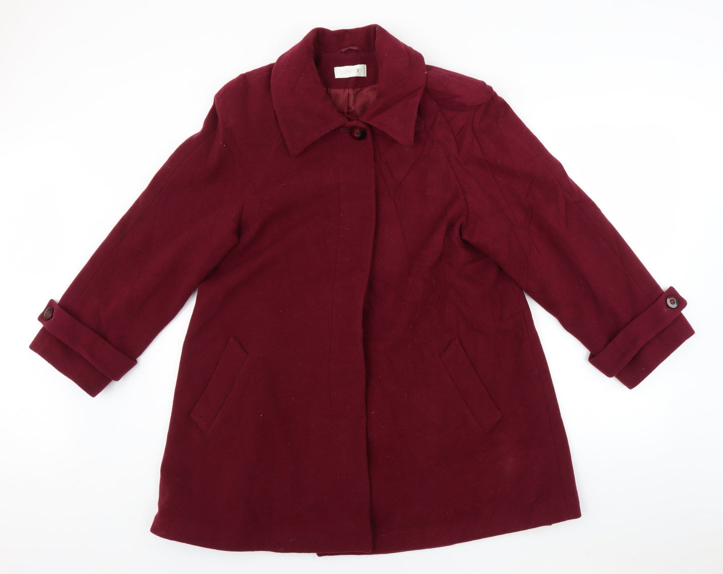 CONTEXT Womens Red   Overcoat Coat Size 10
