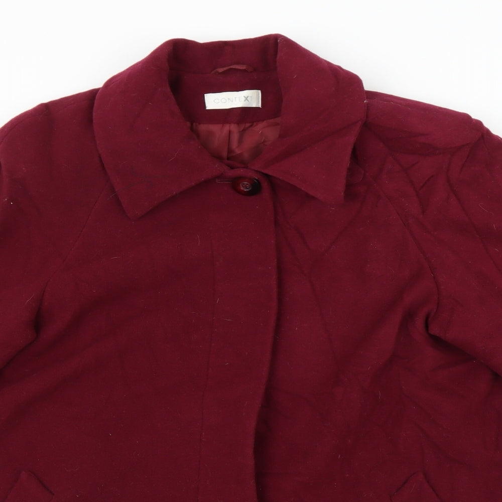 CONTEXT Womens Red   Overcoat Coat Size 10