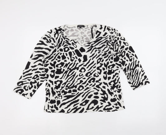 Papaya Womens White Animal Print  Pullover Jumper Size 14