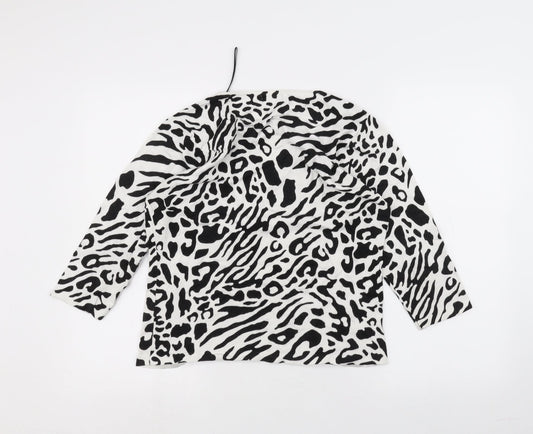 Papaya Womens White Animal Print  Pullover Jumper Size 14