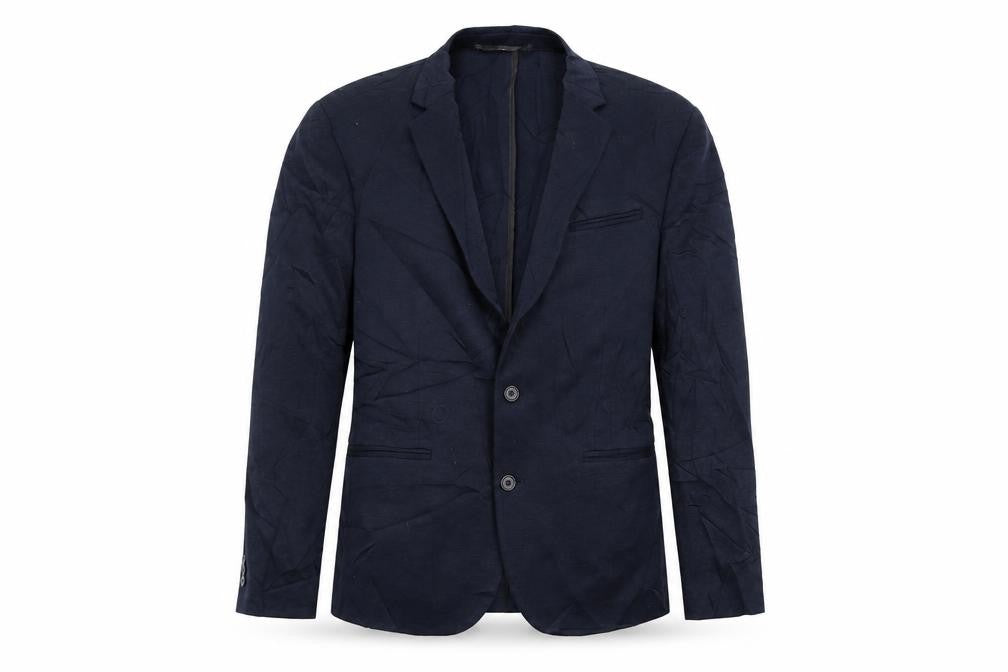 Front view of ASOS men’s blue jacket, size 42