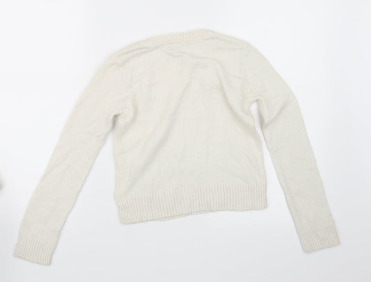 Gap Girls White  Knit Pullover Jumper Size 10-11 Years