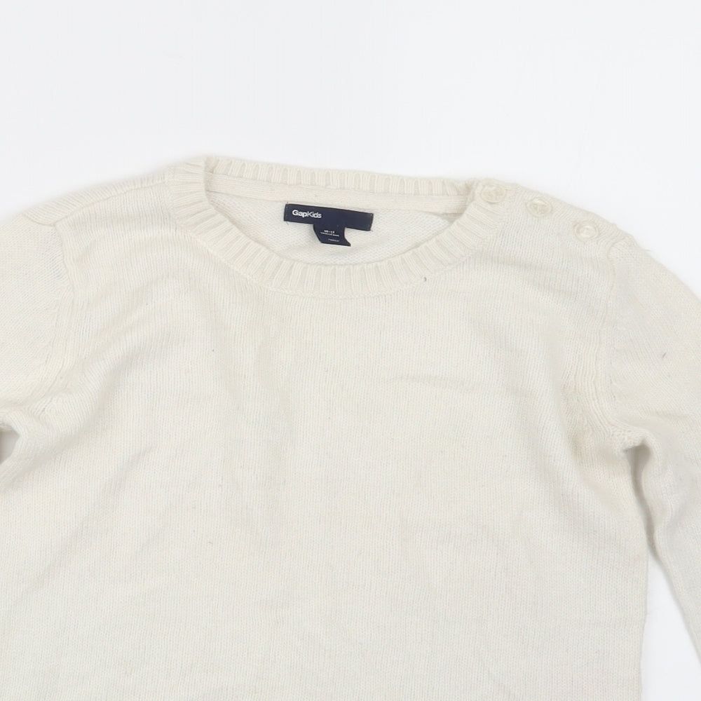 Gap Girls White  Knit Pullover Jumper Size 10-11 Years