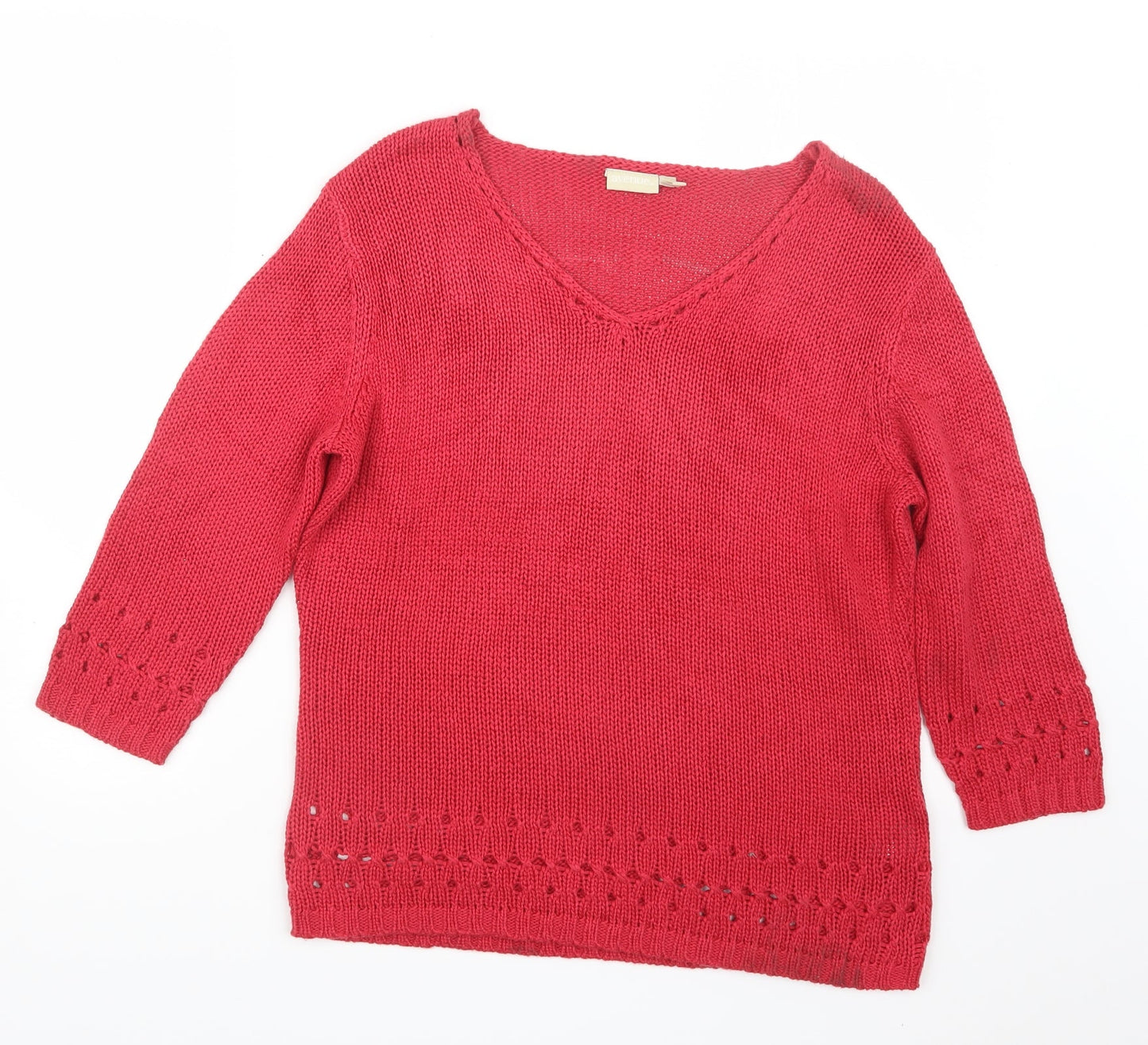 Avenue Womens Red  Knit Pullover Jumper Size M
