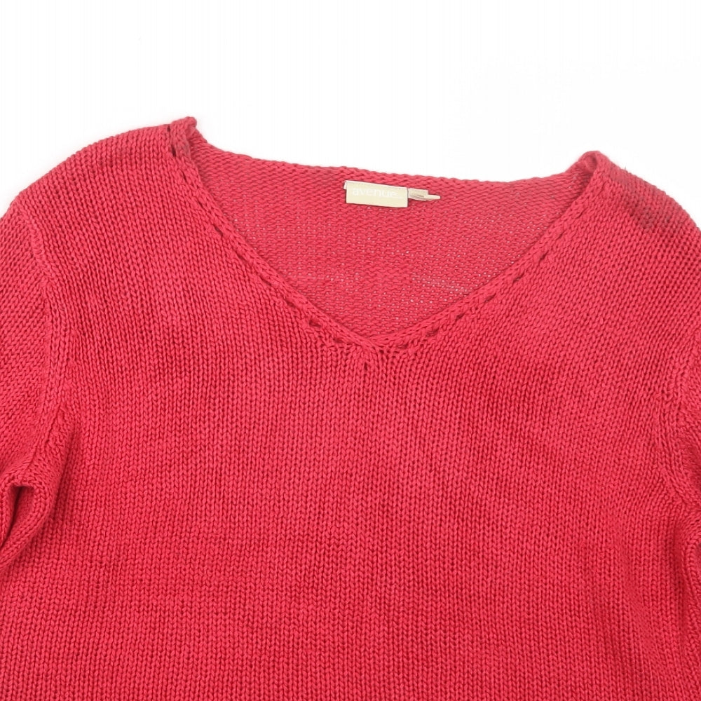 Avenue Womens Red  Knit Pullover Jumper Size M