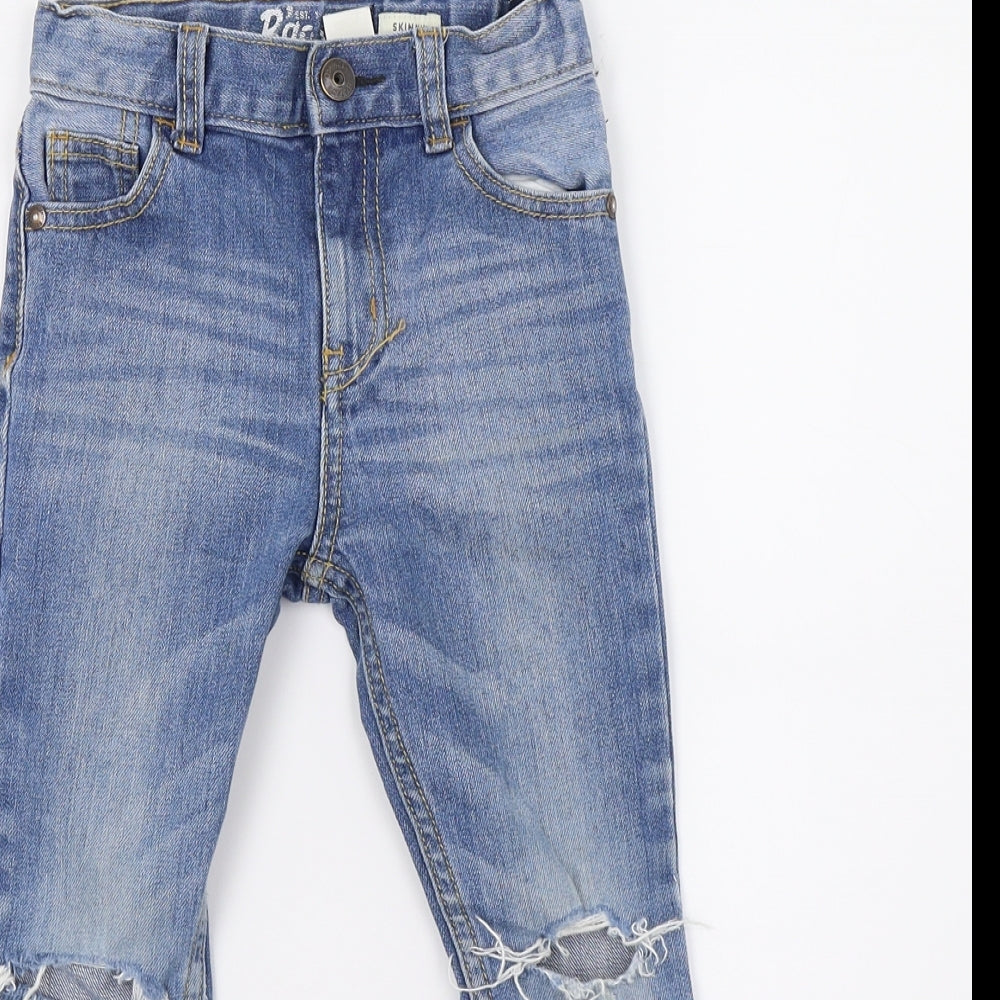 Preworn Girls Blue  Denim Skinny Jeans Size 5 Years - Distressed