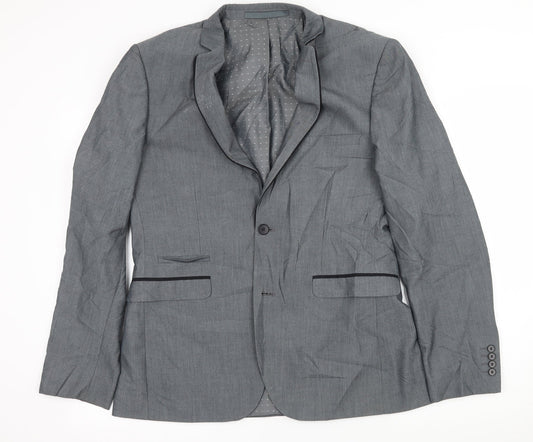 Burton Mens Grey Striped  Jacket Suit Jacket Size L