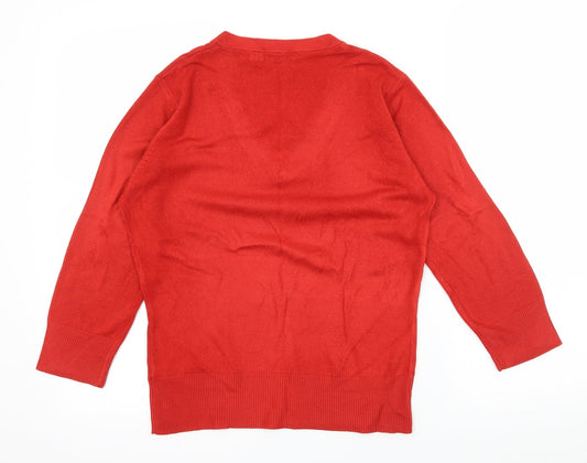 M&Co Womens Red  Knit Pullover Jumper Size S