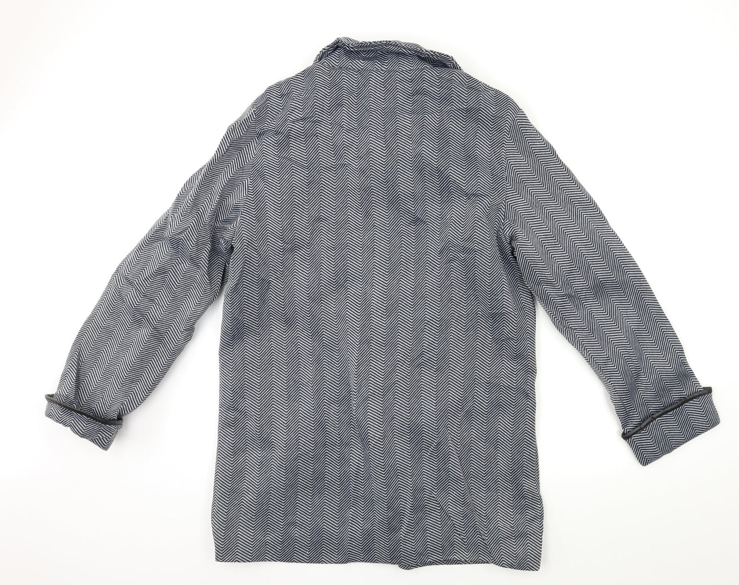 Anne De Lancay Womens Grey Striped  Overcoat Coat Size M