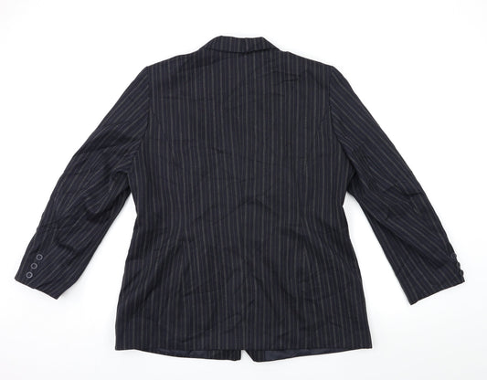 essence Womens Blue Striped  Jacket Suit Jacket Size 18