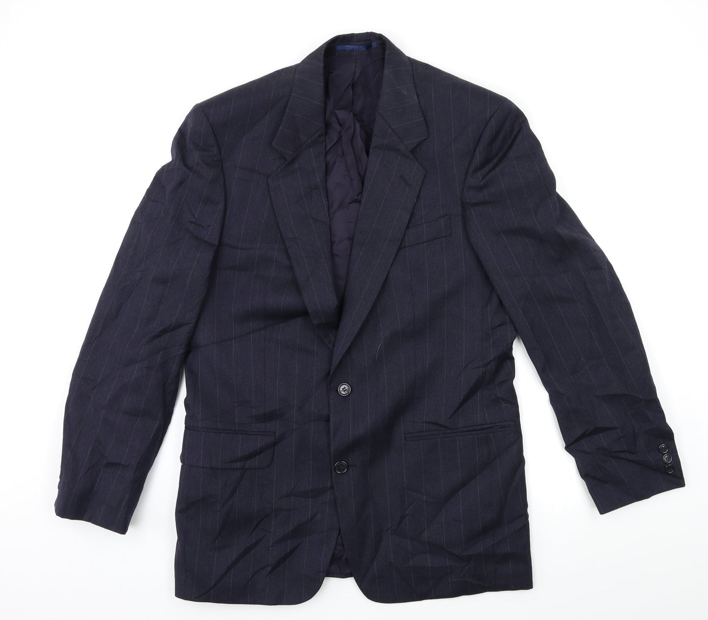 Preworn Mens Blue Striped  Jacket Suit Jacket Size 38