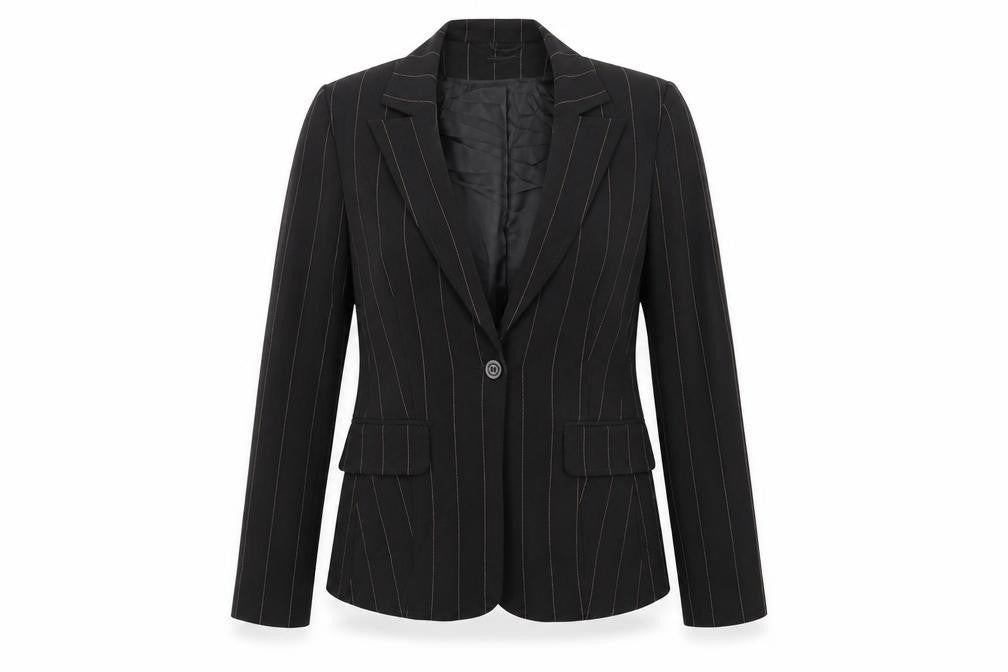 St Bernard Womens Black Striped  Jacket Blazer Size 12