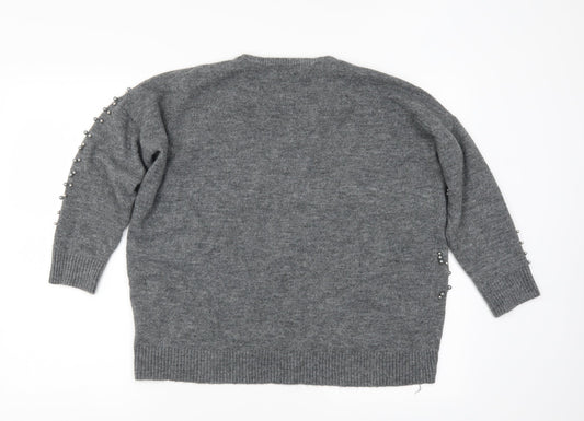 Moewy Womens Grey   Pullover Jumper Size M