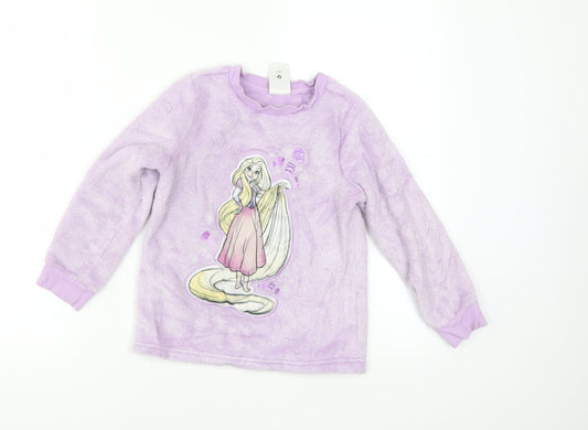 Disney Girls Purple Solid Fleece Top Pyjama Top Size 5-6 Years  - disney