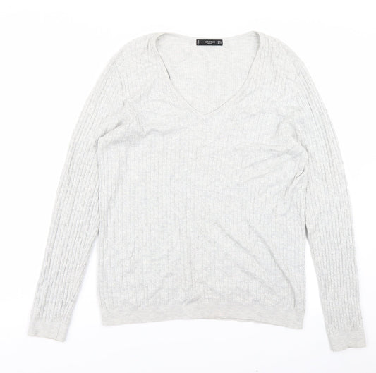 Mango Womens Grey  Knit Pullover Jumper Size L