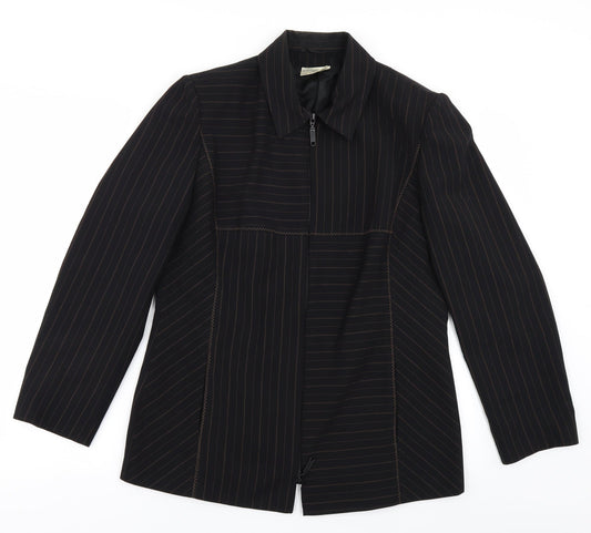 Sommermann Womens Black Striped  Jacket Blazer Size 14