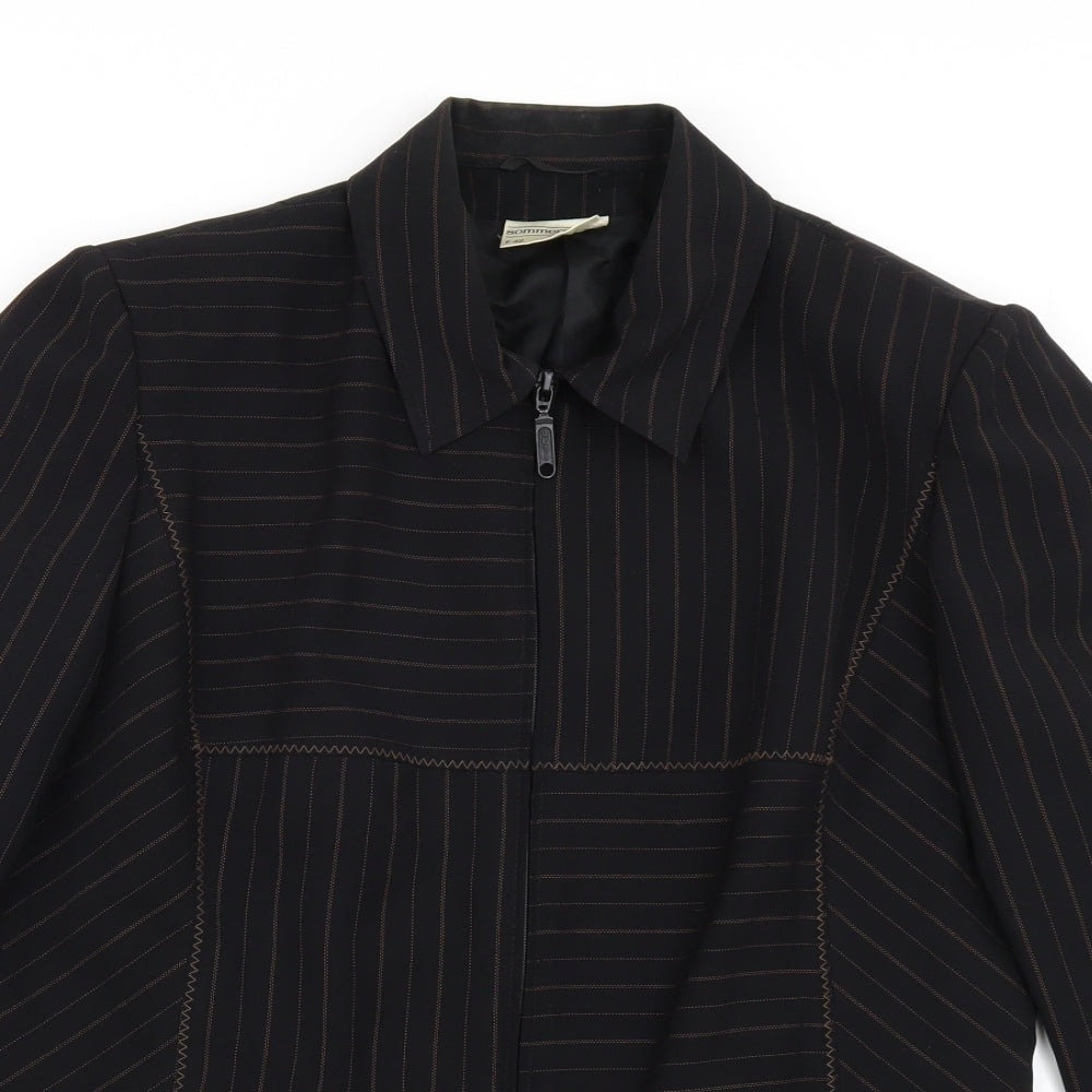 Sommermann Womens Black Striped  Jacket Blazer Size 14