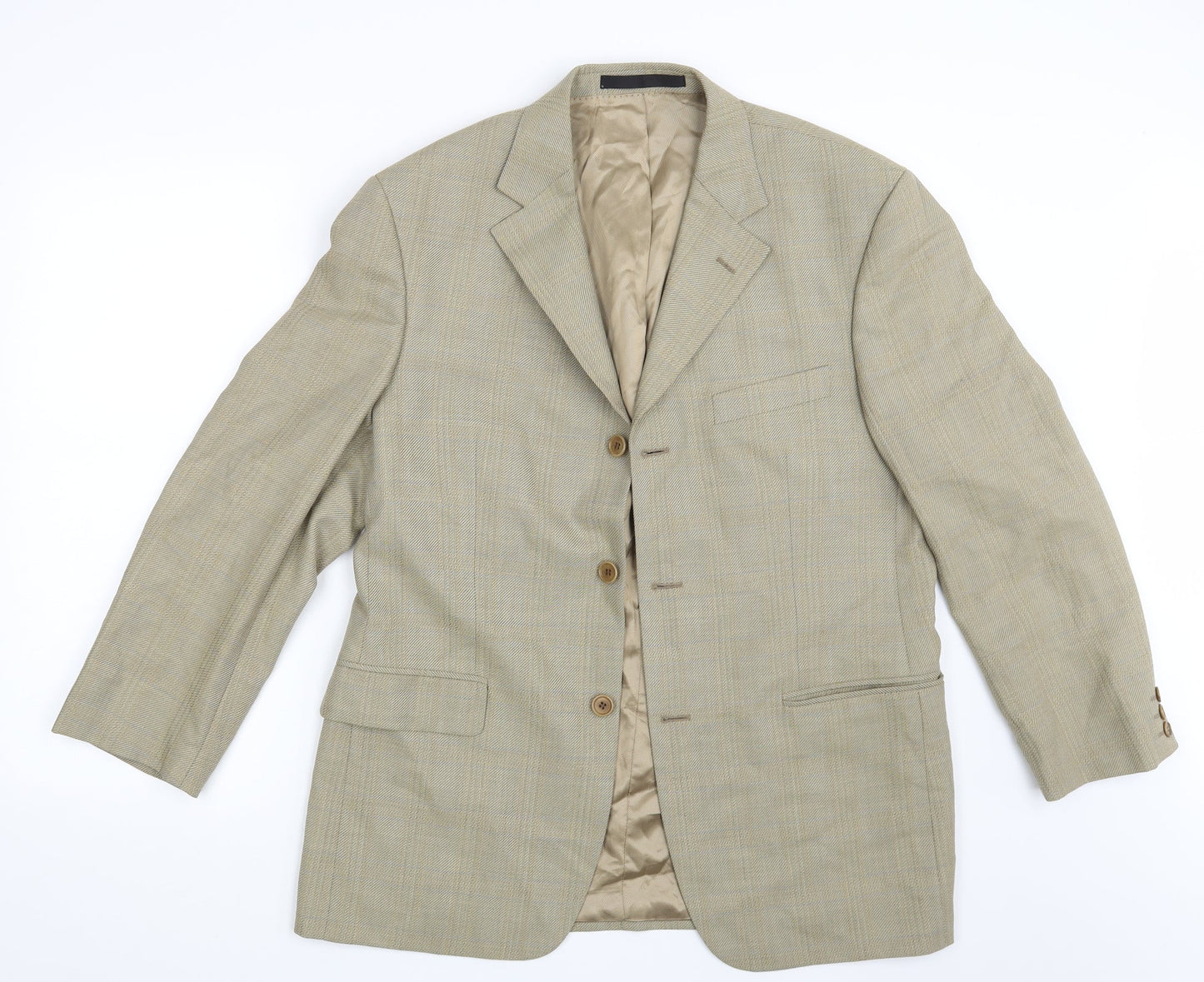M&S Mens Gold Check  Jacket Suit Jacket Size 40