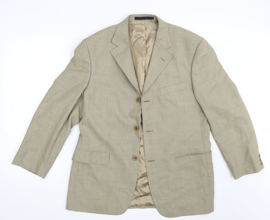 M&S Mens Gold Check  Jacket Suit Jacket Size 40