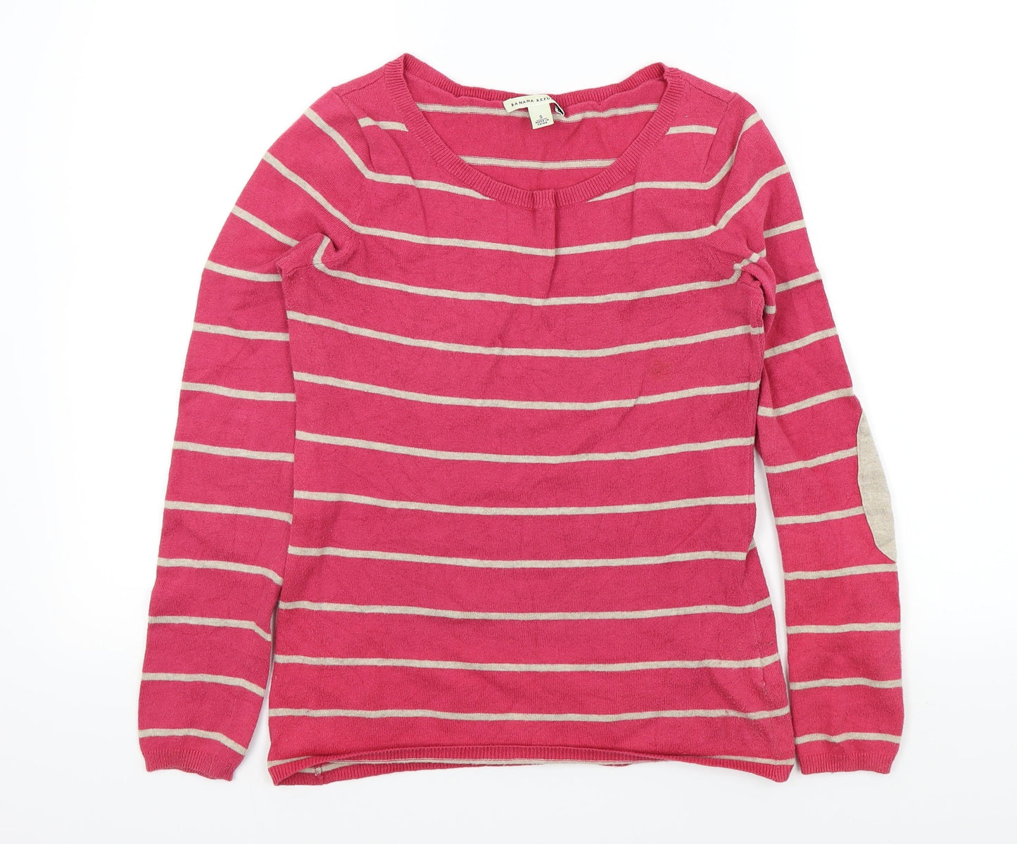 banna replic Womens Pink Striped  Pullover Jumper Size S