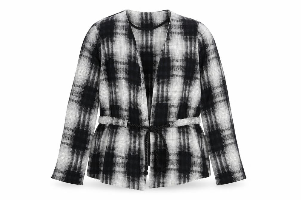 Front view of ASOS women’s multicoloured check jacket blazer, size UK 16