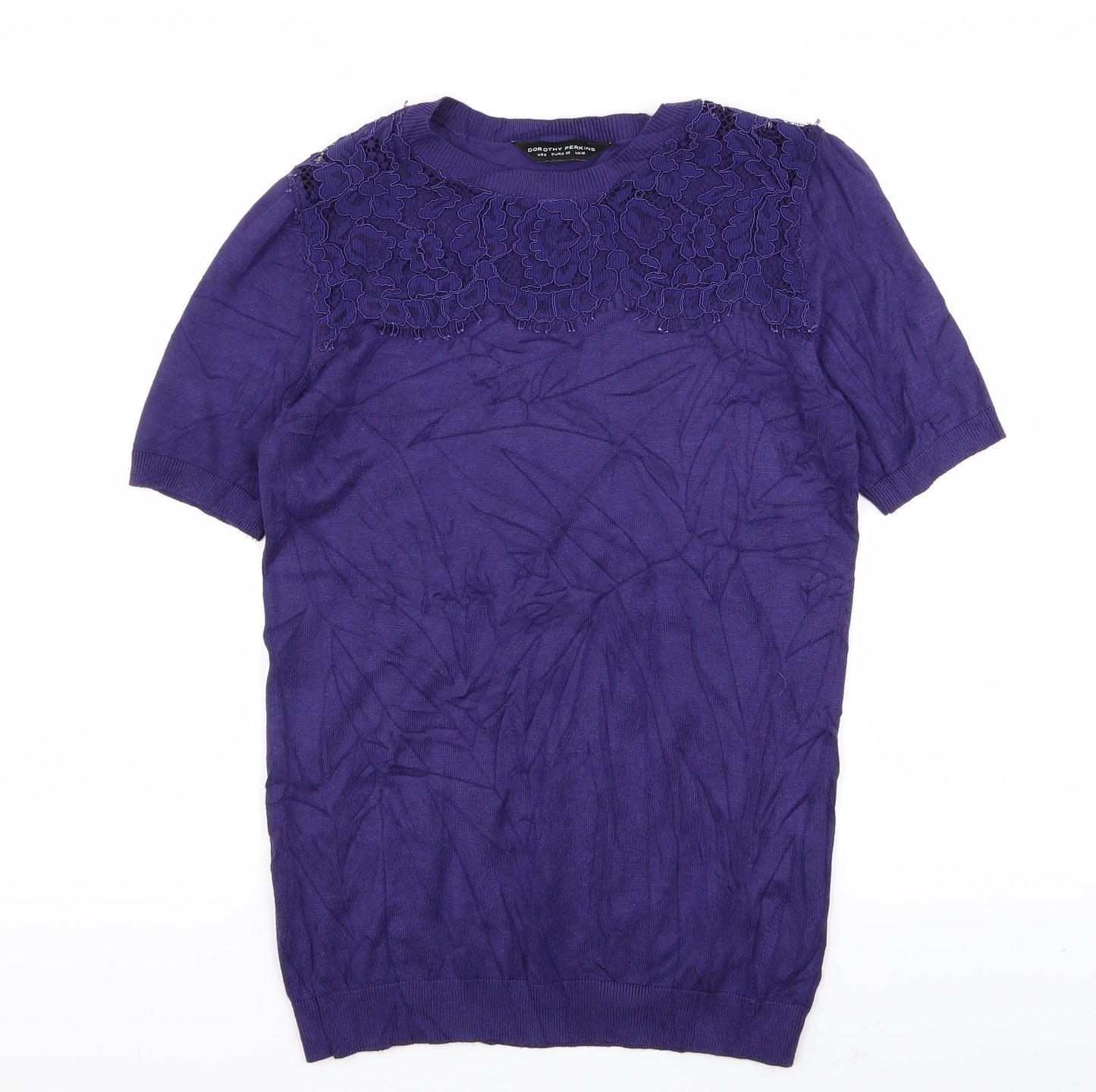 Dorothy Perkins Womens Purple Floral  Basic T-Shirt Size 10