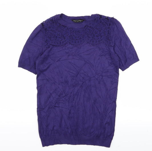 Dorothy Perkins Womens Purple Floral  Basic T-Shirt Size 10