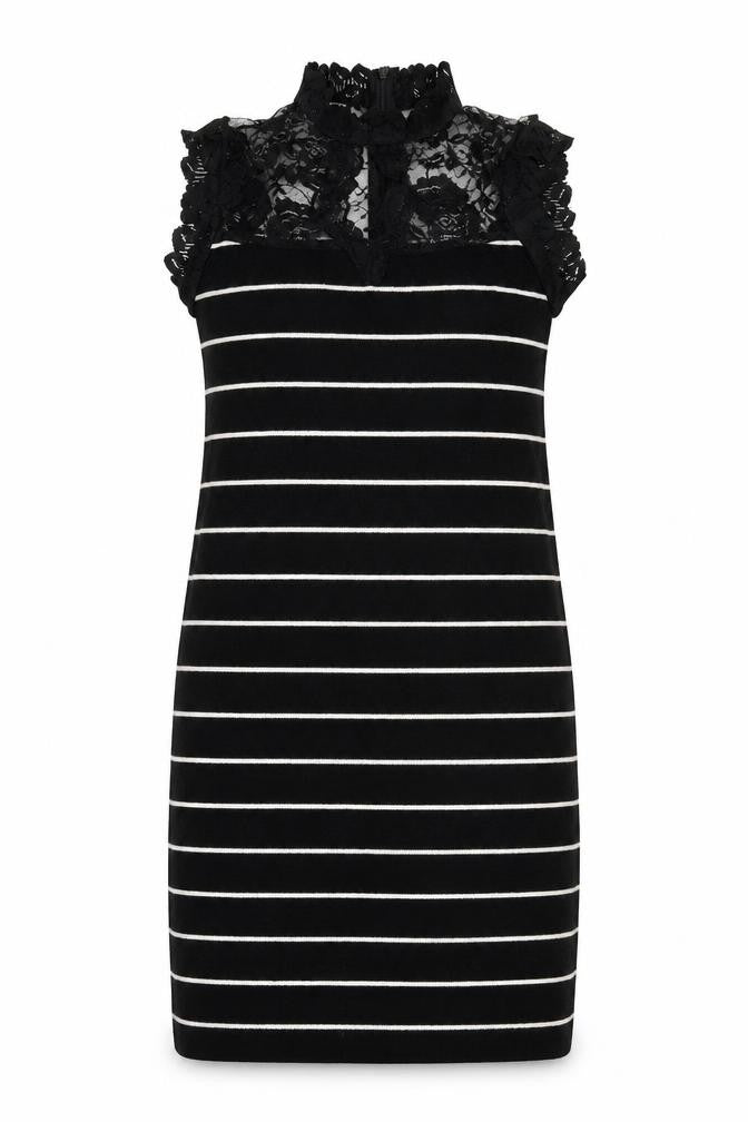 Preworn Womens Black Striped Knit Jumper Dress  Size S