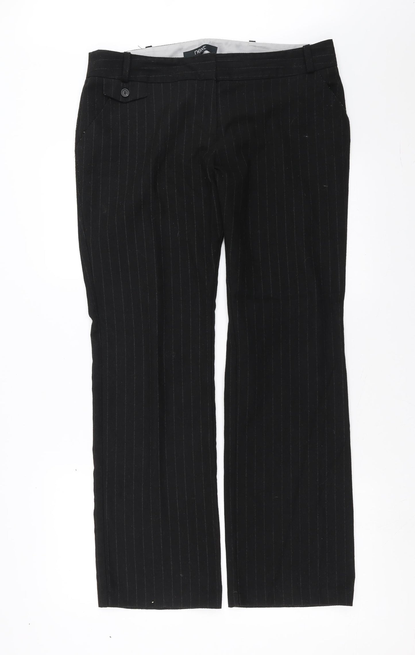 NEXT Womens Black Striped  Trousers  Size 14 L30 in